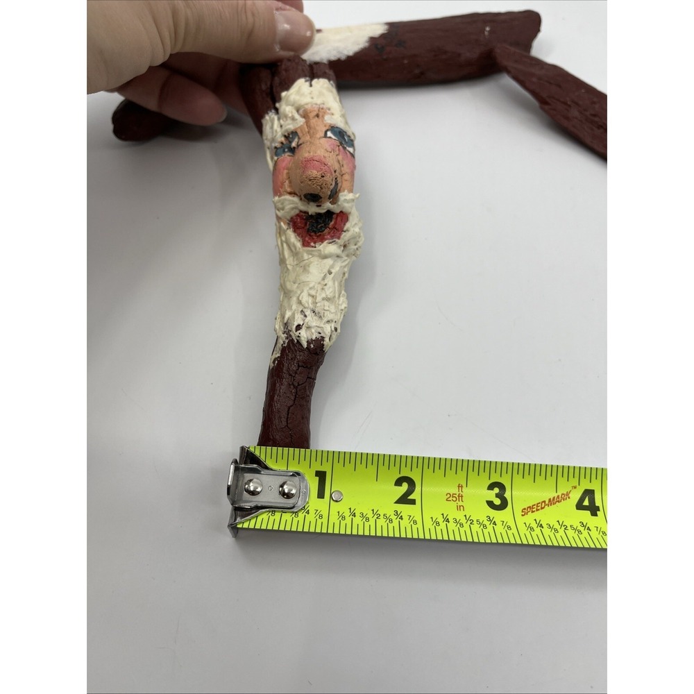 3 Hand Painted Santa Claus on bark Artist Signed C. Dyson 1990s Red Folk Art - Picture 14 of 15
